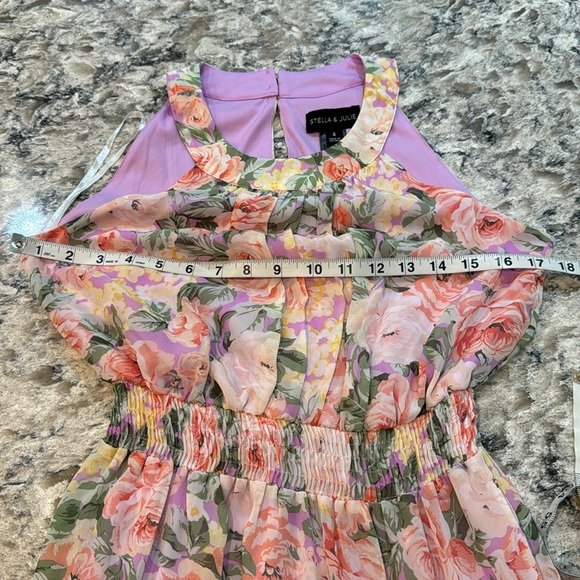Stella & Julie | Macy’s | Tiered Pastel Floral Sleeveless Maxi Dress Size 4 - Picture 8 of 14